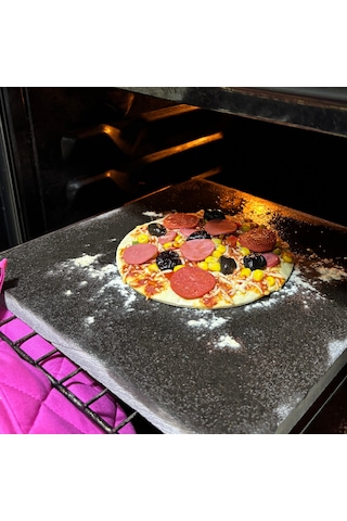 Seplyhome Doğal Bazalt Mangal Ve Barbekü Taşı, Pizza,fırın Taşı, Ekmek, 35 40 Cm Doğal Bazalt Pişirme Taşı