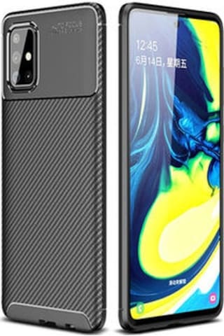 Samsung Galaxy Uyumlu M31s Kılıf Karbon Desenli Şık Negro Premium Silikon Kapak Siyah
