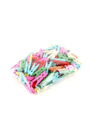 Renkli Mini Ahşap Mandal 100 Adet