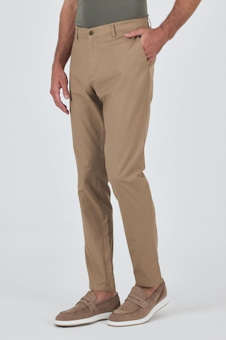 İmza Koyu Vizon Armürlü Yan Cep Düz Paça Slim Fit Pamuklu Casual Chino Pantolon 1003250120 Koyu Vizon