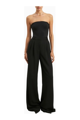 Because Of Alice Effortless Pleated Wide Leg Trousers Yüksek Bel Geniş Paça Kadın Pantolon Siyah