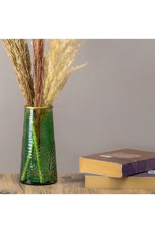 Glass In Love Yaprak Gravürlü Cam Vazo