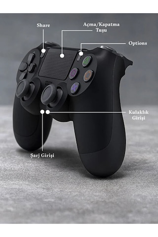 Ps 4 Joystick Tablet Telefon Pc Uyumlu Titreşimli Oyun Kolu - Şarj Kablo