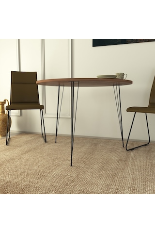 Pasific Home Sandalf Metal Ayaklı Yuvarlak Mutfak Masası Ceviz