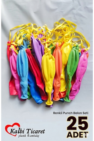 İpli Balon Lastikli Zıpzıp Balon Punch Panç Balon Büyük Boy 25'li