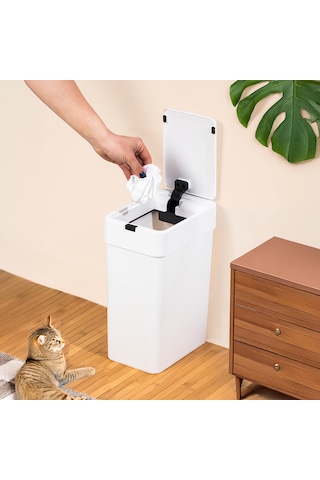 Porsima Me-06 Hareket Sensörlü 9lt Sessiz Banyo Mutfak Çöp Kovası Beyaz