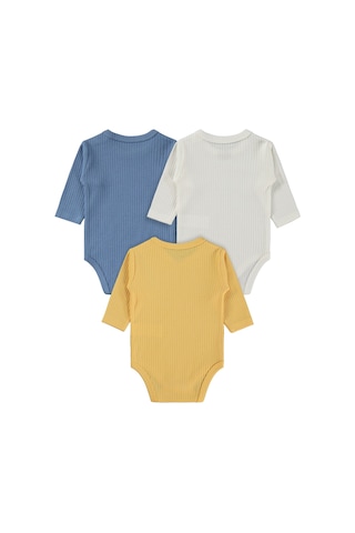 Minidamla Baby Minidamla Uzun Kol Basic 3'lü Set 1-18 Ay Çıtçıtlı Badi - Mavi Koyu Mavi