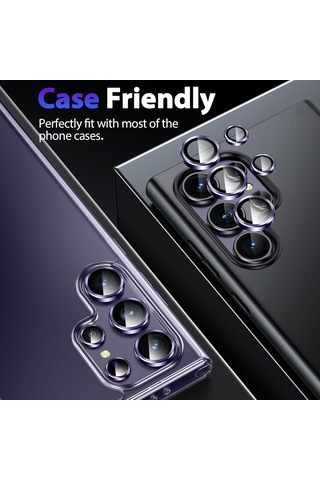 Samsung Galaxy Uyumlu S24 Ultra Kamera Lens Koruyucu Mor