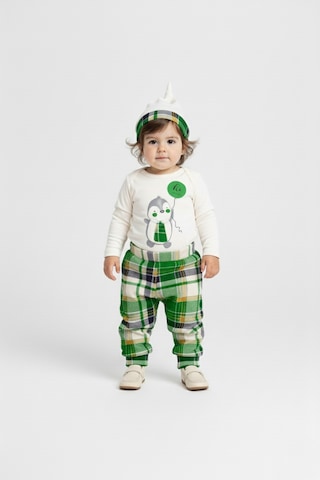 Mnk Baby & Kids Kravatlı Penguen Badi , Pantolon , Şapka Penye Takım Mnk0587 Yeşil