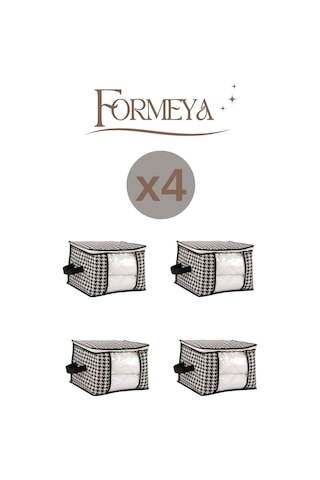 Formeya Lüks Pencereli Kazak-pike-battaniye Hurcu 40x40x30 Cm 4 Adet Siyah