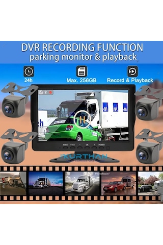 10'' Dvr Monitör Ve 4 Adet 170 Derece Açılı Kamera Seti 12 Volt