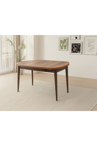 Ortadan Açılır Ahşap Yemek Masası Gizli Kaşıklık Bölmeli 80cm X 140cm Barok Ceviz Ceviz