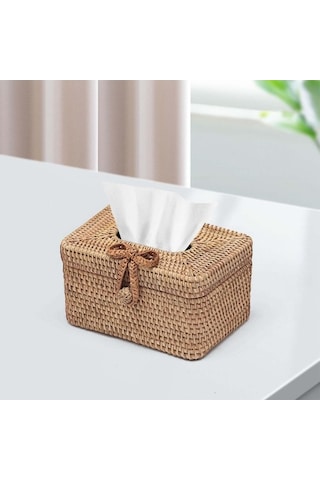 Pazly Yüz Yay Tokası Tutucu Suntek Rattan Mendil Kutusu Kapağı Ev Dekor Jp Diğer