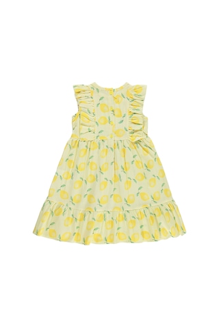 Civil Girls Limon Desenli 6-9 Yaş Elbise - Sarı