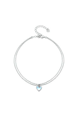 Sones Sterling Gümüş Kalp Çift Katmanlı Bileklik Çok Renkli