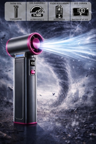 Mioji AD72 Pro 8000MAH 150000RPM Taşınabilir Güçlü Hava Üfleme Cihazı - Gri