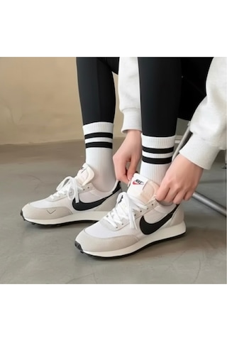 Unısex Uzun Tenis Kolej Çorap Çizgili Gri Beyaz Siyah Set Çok Renkli