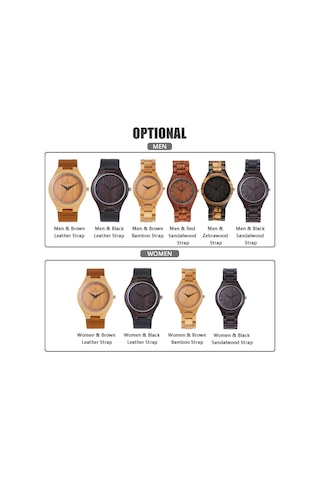 Erkek Ahşap Saat Analog Kuvars Saat Sandal Ağacı Malzeme Hafif Günlük Saatler Vintage Kol Saati Erkek Ve Kırmızı Sandal Ağacı Kayış Diğer