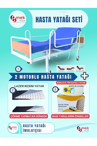 2 Motorlu Hasta Karyolası Ekonomik Takım Lazer Kesim Yataklı