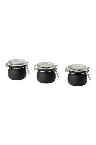 Ikea Korken Kapaklı Cam Kavanoz Cam-siyah 13 Cl 3 Adet 50579890 Siyah