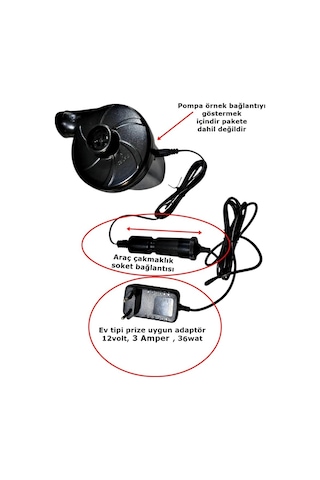Yatak Pompa Adaptörü Çakmak Adaptörü Araç Çakmaklık Çevirici Ev Tipi 36w/3a/12v