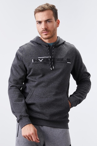 Tommy Life Antrasit Melanj Kanguru Cep Standart Kalıp Kapüşonlu Erkek Sweatshirt - 87883 Antrasit Melanj
