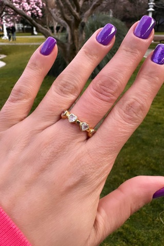 Zirkon Taşlı Kalp Yüzük - Gold Renk Gold