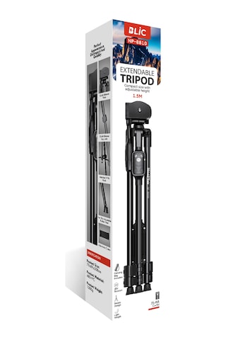 Blic Np-8810 Bluetooth Kumandalı 1.5 Metre Profesyonel Tripod - Telefon Ve Kamera Uyumlu Siyah