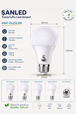 10w Tasarruflu Gün Işığı Led Ampul 100 Adet 100 Adet