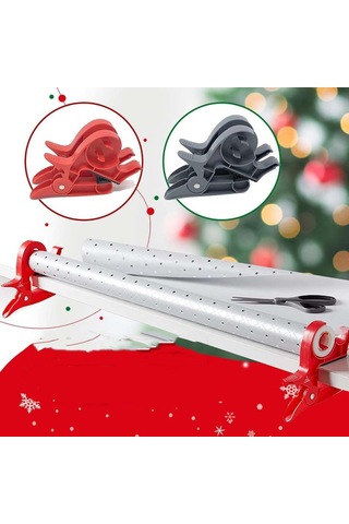 Sones 2 Adet / Paket Entegre Bant Dağıtıcılı Sarma Kağıdı Tutucu Masa Kelepçeleri Kırmızı