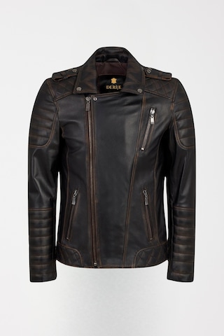 Derije Modric Hakiki Deri Erkek Vintage Eskitme Biker Motorcu Tarzı Mont