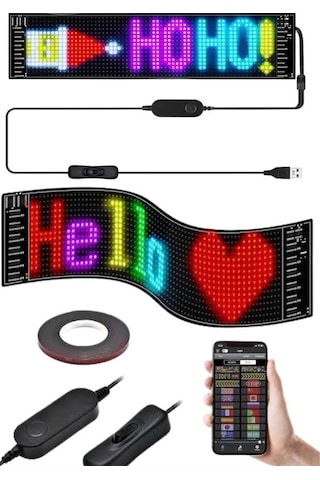 Matrix Led Cama Yapışan Telefon Kontrollü Panel Dijital Ekran Kumandalı Çok Renkli