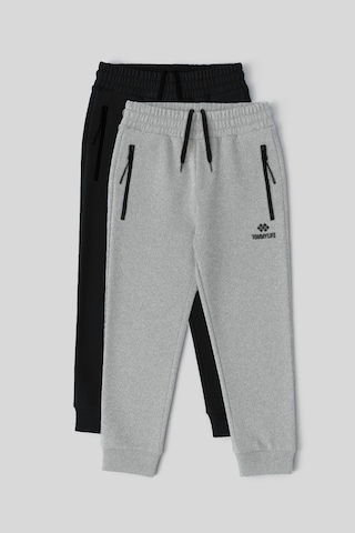 Tommylife Standart Fit Basic 2li Paket Siyah-gri Melanj Erkek Çocuk Eşofman Alt - 64042 Siyah - Gri