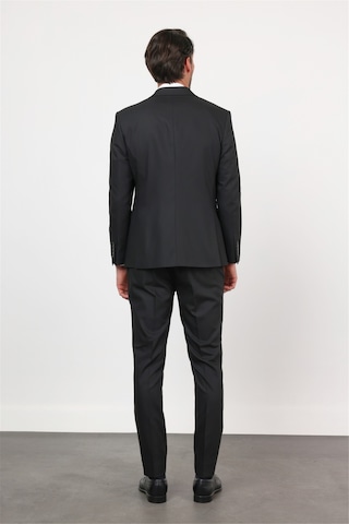 İmza Siyah Kırlangıç Yaka Kruvaze 6 Drop Slim Fit Tam Astar Esnek Takım Elbise 1001260159
