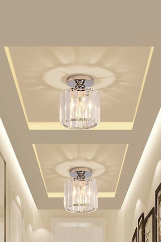 Kristal Taşlı Model Modern Tekli Plafonyer Model Krom Avize