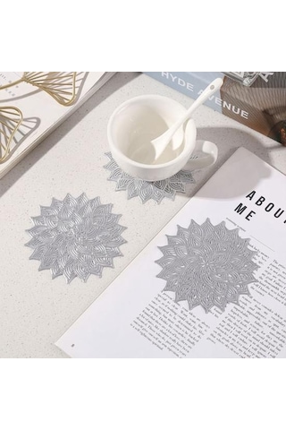 Altın Coaster Temizlemesi Kolay Yemek Masası Koruyucu Ped Isıya Dayanıklı Çiçek Şekli Fincan Mat Ev Mutfak İçin Altın