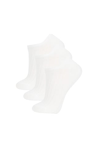 Defacto Kadın 3'lü Pamuklu Sneaker Çorap Z8628AZNSWT1 Beyaz