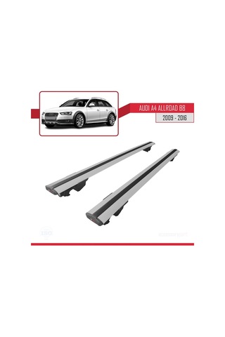 Audi A4 B8 Allroad 2009-2016 Arası İle Uyumlu Hook Model Anahtar Kilitli Ara Atkı Tavan Barı Gri