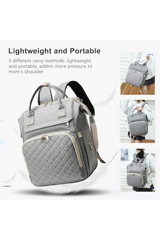 Hangfox Unisex Çift Omuzlu Bebek Çantası, Isı Yalıtımlı Biberon Cepler, Bebek Arabasına Takılabilir, Usb Şarj Portu, Su Geçirmez Nilon, Halka Gri Gri