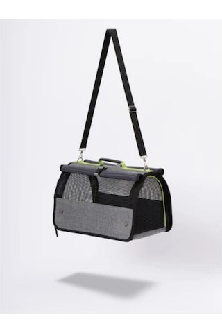Flybag Model Perdeli Yırtılmaz Fileli Kedi Ve Köpek Havayolu Taşıma Çantası Gri