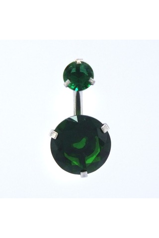 Ferizz 316l Çelik Yeşil Zirkon Taşlı Piercing Prc-114 Gümüş