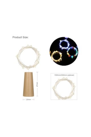 Monyee 4.5v Ip65 Su Geçirmez 15 Led Bakır Tel Işık Zinciri, Şarap Flaske Tıkanıklığı, Renkli Stüdyo Partisi Ambiyans Lambası Beyaz