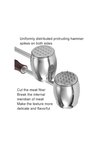Cbtx 304 Paslanmaz Çelik Sığır Çekiç Kalınlaşmış Katı Tokmağı Mutfak Çift Taraflı Et Gevşek, Sap: Alüminyum