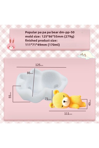 Reedark 4 İnç Yetenekli Silikon Kalıp - Pasta, Dondurma, Mousse İçin Güncellenmiş Tasarım Pp-50 Yumuşak Ayı Desenli Diğer