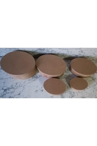 Hobi Adn 5'li Kutu Set Oval Ahşap Ham Mdf Maşuka Özellik Model El Yapım