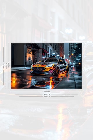 Gece Yansıması Araba Desenli Duvar Halısı Duvar Örtüsü Tapestry Süet Dokulu Kumaş
