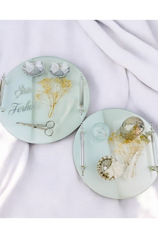 Radiant Söz Tepsisi Ve Nişan Tepsisi Seti Kırmızı Kırmızı