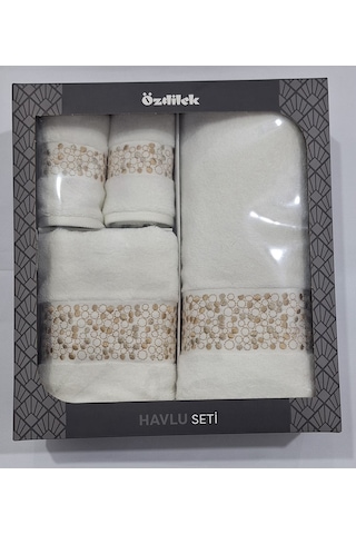 Özdilek Daniela Beyaz Duş Seti/misafir Seti/havlu Seti Bej