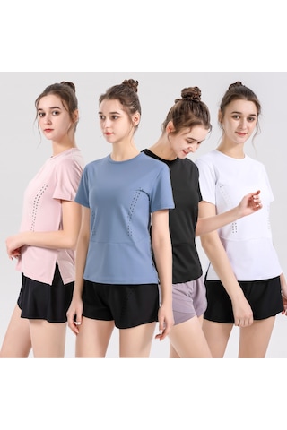 Skycity Kadınlar İçin Nefes Alabilen Yoga Tişörtü - Esnek Kumaş, Split Etek, Xl Boyut SiYAH