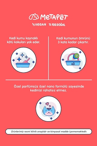 Metapet Nano Gümüş Özel Parfümsüz Kedi Kumu Koku Giderici 400 ML